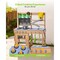 Blue-Natural Fir Wood Kids Mud Kitchen 4-Stove Outdoor Playset